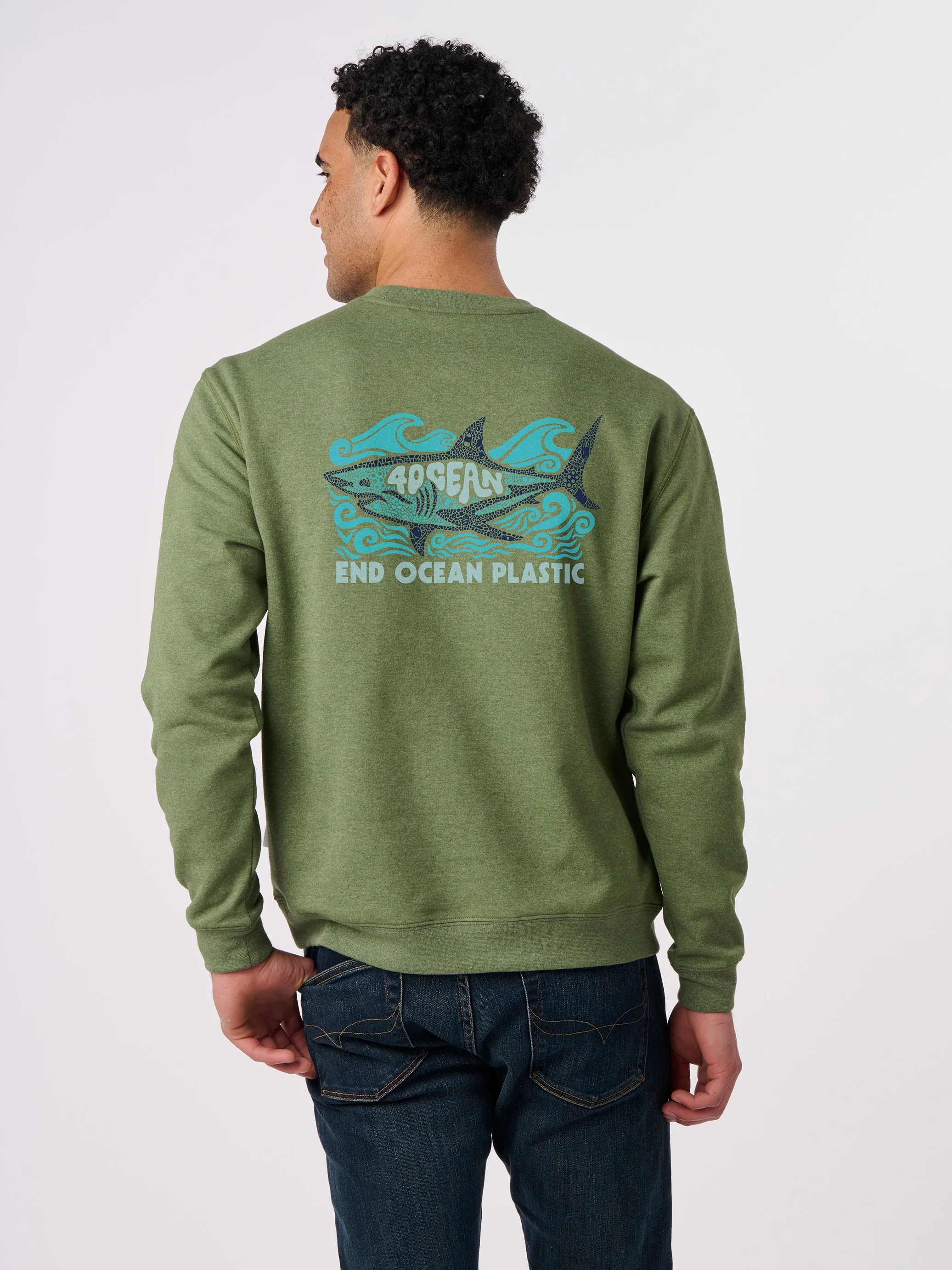 Shark Microplastic Unisex Crew Fleece Sweatshirt - Image 11