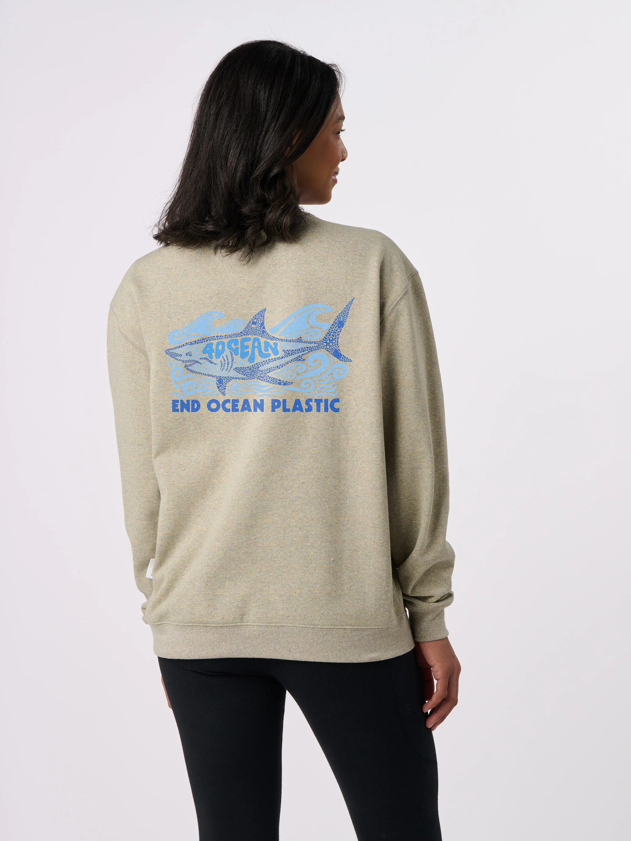 Shark Microplastic Unisex Crew Fleece Sweatshirt - Image 3