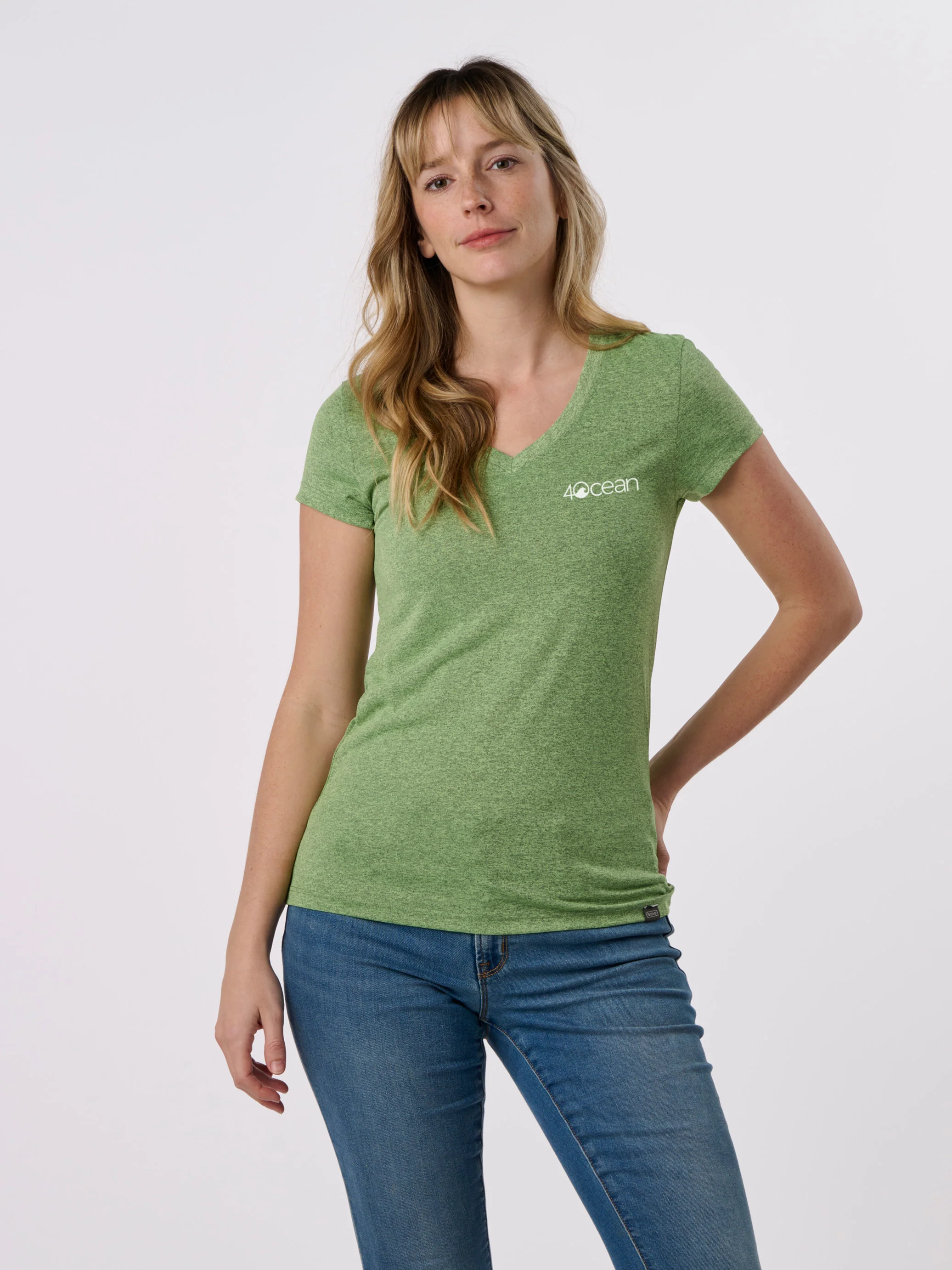 4ocean Logo Women's Sport Short Sleeve V-Neck T-Shirt - Image 3