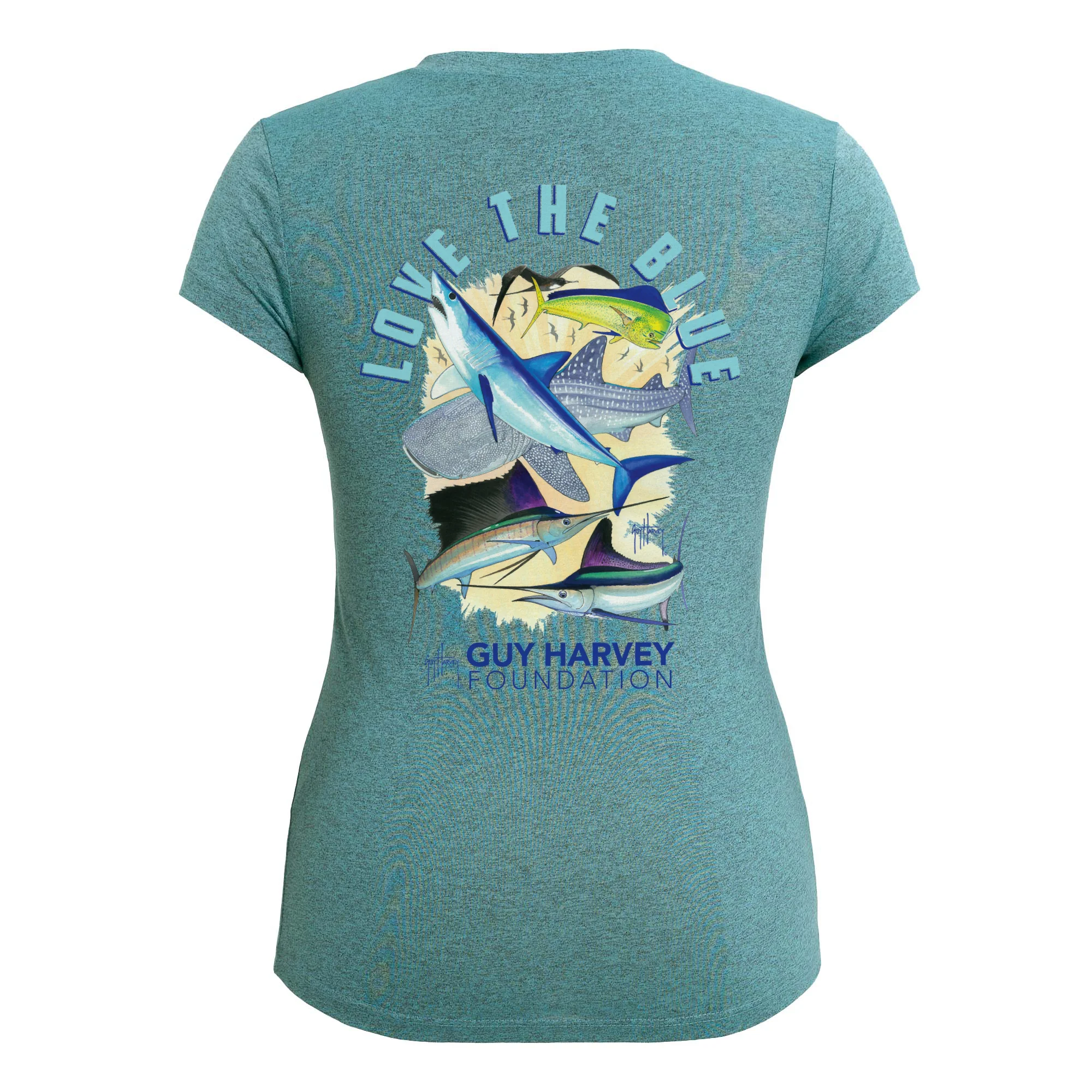 Guy Harvey Foundation Love the Blue Women's Sport T-Shirt - Image 3