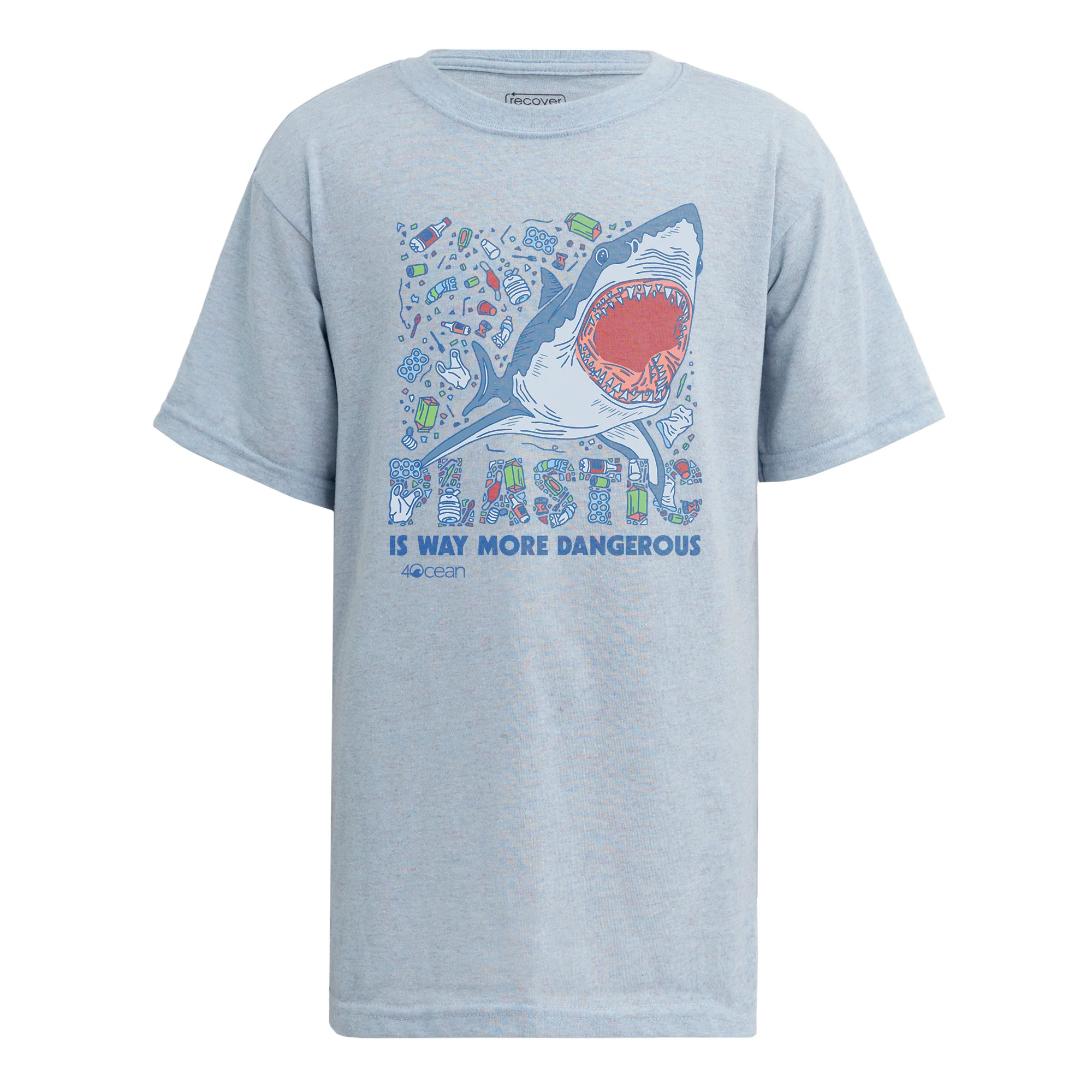 Plastic Is Dangerous Shark Youth T-Shirt - Image 5